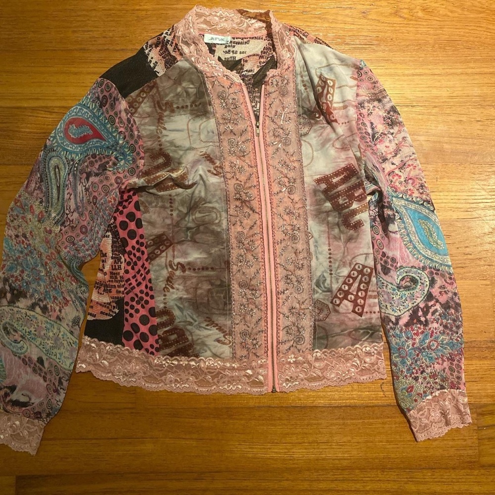 Mesh zip up blouse